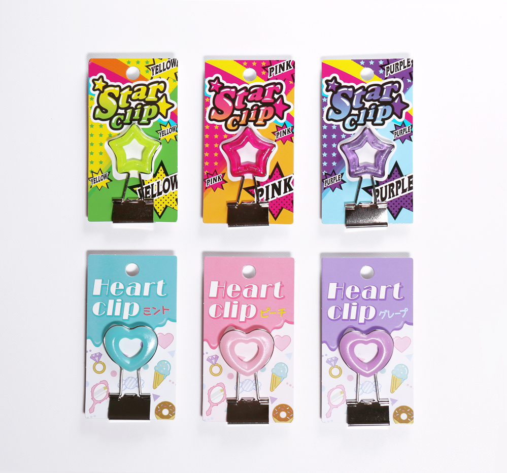 ハートとスターのダブルクリップのパッケージデザイン